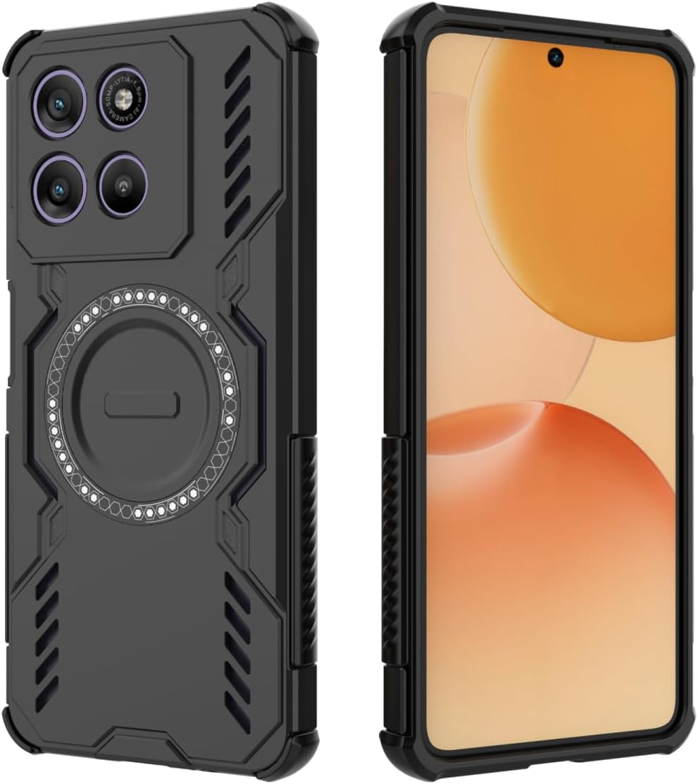 HULLIN Mobile Phone Case Design for Motorola Moto G57 / G57 Power / G67 Power (6.72 Inches), Shockproof Armoured Case with Magnetic Ring - Green