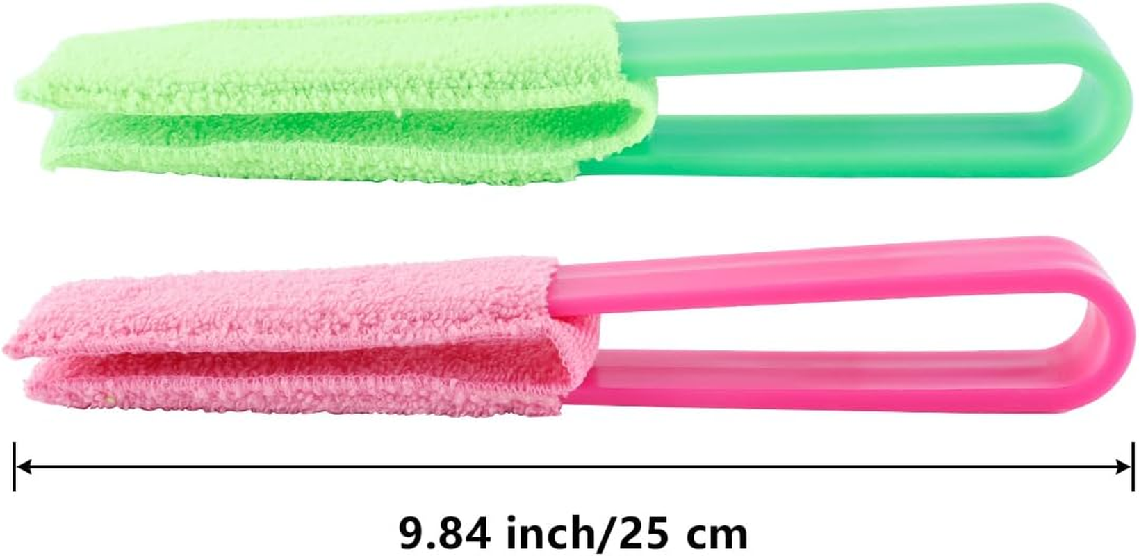 Orivin 2 Pcs Blinds Duster, Removable Dual Head Cleaning Tool,Microfiber 2 Pronged Washable Duster, for Window Blinds (Green, Rose) image number 5
