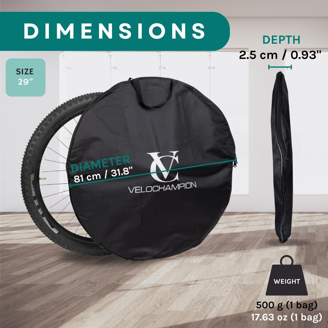 Velochampion Waterproof Bike Storage Bag for 26" 27.5" 29" Mountain Bike Wheels &ndash; Durable Lightweight Bicycle Wheel Cover for Travel image number 5