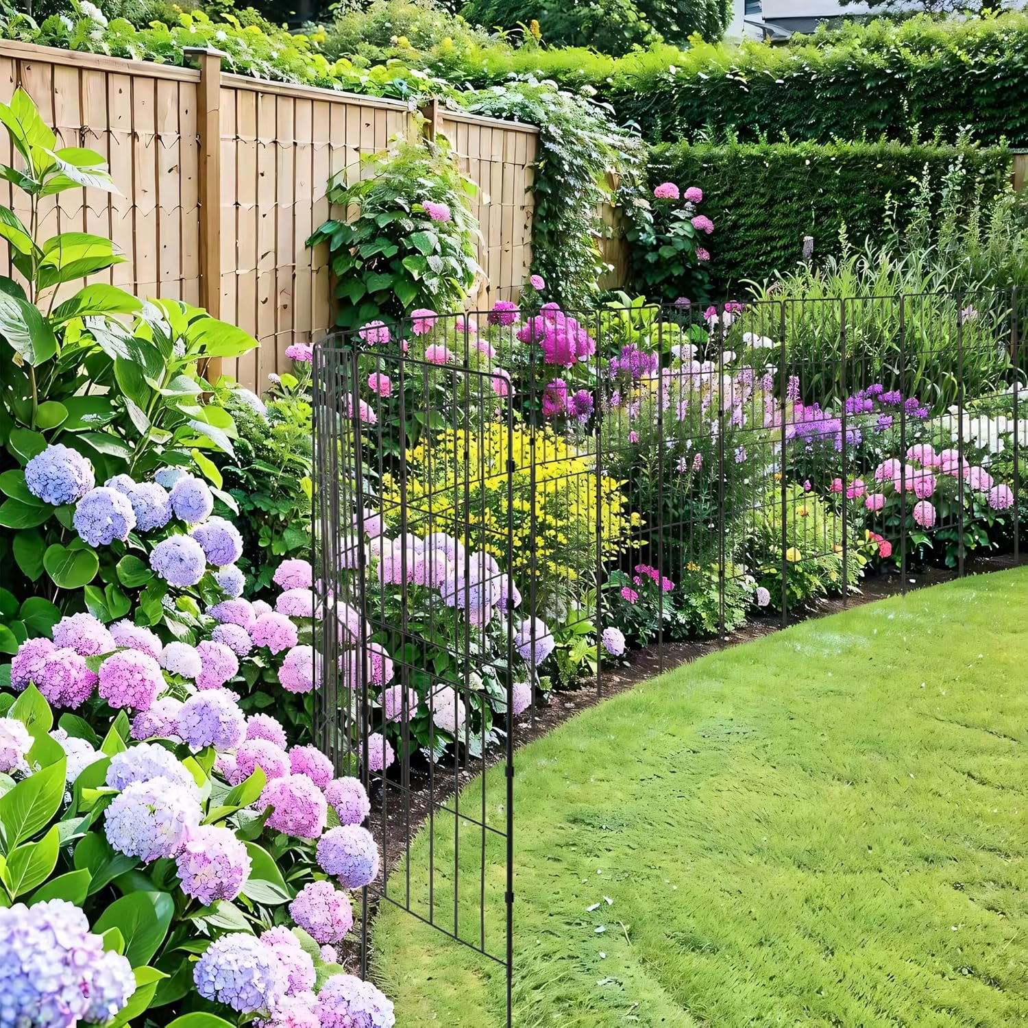 10 Pack Decorative Garden Fence Fencing, 92Cm (H) X 3.3M (L) Rustproof Metal Wire Panel Border Animal Barrier for Dog, Flower Edging for Yard Landscape Patio Outdoor Decor, Square