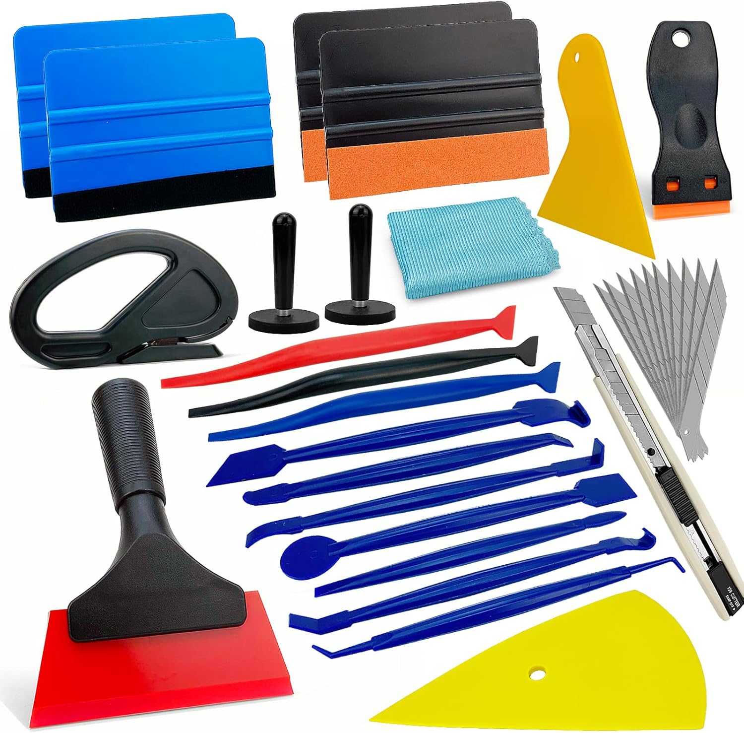 Umaki Vehicle Wrap Kit for Vinyl Wrap PPF Window Film Tint, Vinyl Application Kit Tinting Tools with Scraper, Corner Trim Tools, Rubber Squeegee, Film Knife Cutter, Cleaning Cloth, Wrap Magnets