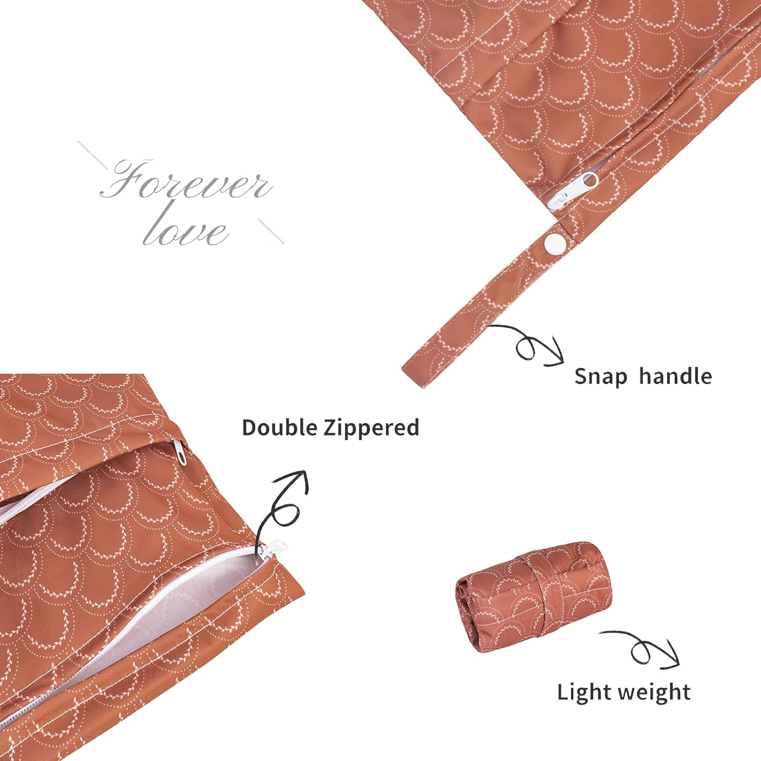 ALVABABY 2Pcs Cloth Diaper Wet Dry Bags Waterproof Reusable with Two Zippered Pockets Travel Beach Pool Daycare Soiled Baby Items Yoga Gym Bag for Swimsuits or Wet Clothes L-YX128129-AU