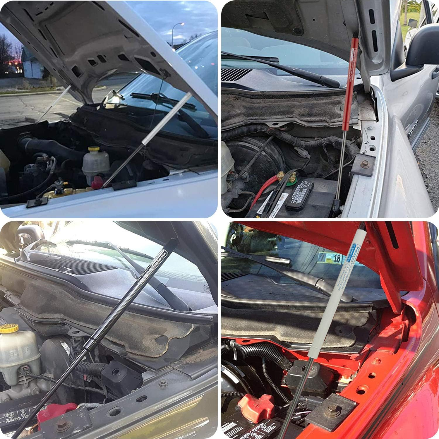 Vepagoo 4364 Red Front Hood Gas Struts Shocks Lift Supports Compatible for 2002-2010 Dodge Ram 1500/2500/3500/4500/5500 Spring image number 3