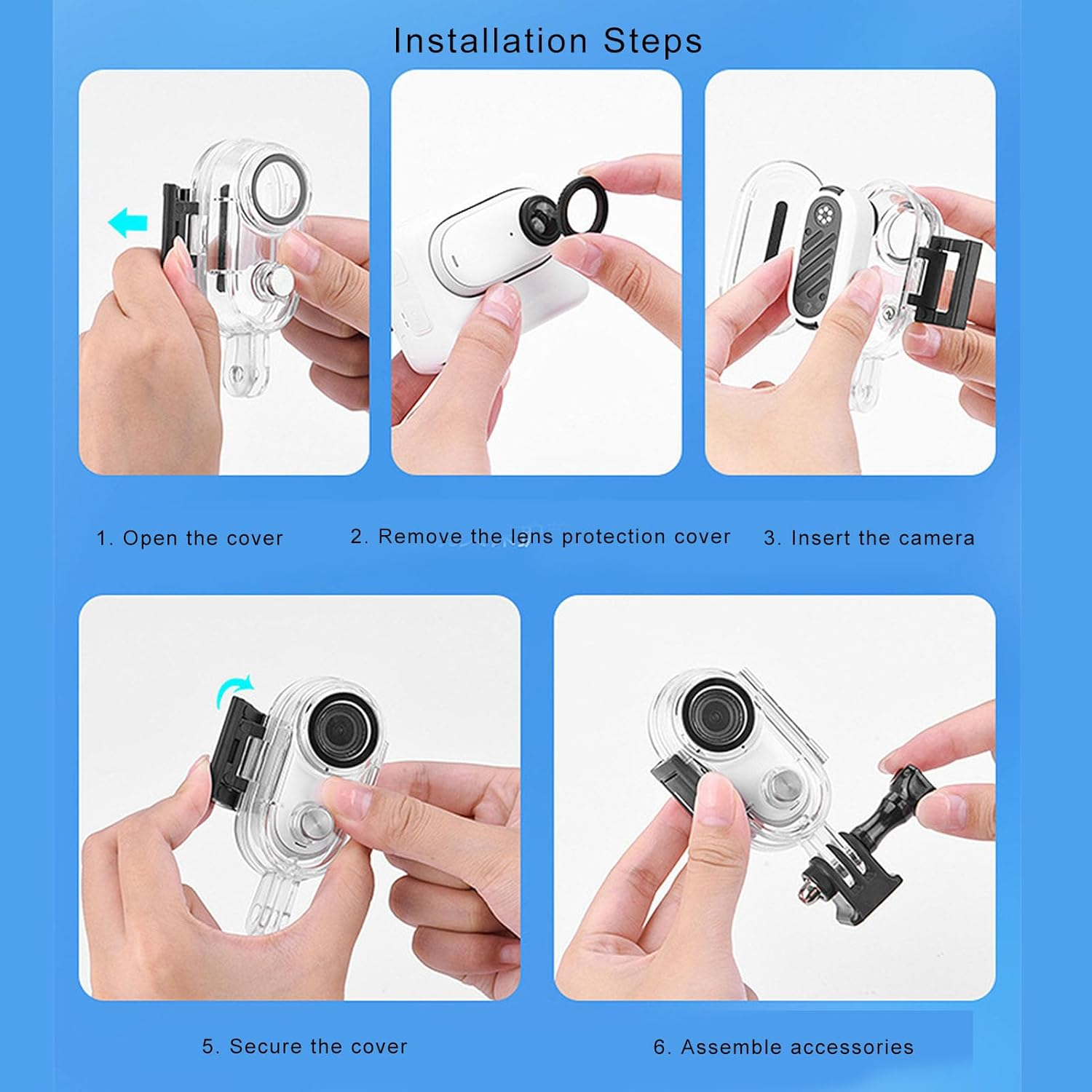 40M Underwater Diving Protective Shell, Waterproof Case with Bracket Accessories for GO3S, Swimming Diving Surfing Photography image number 2