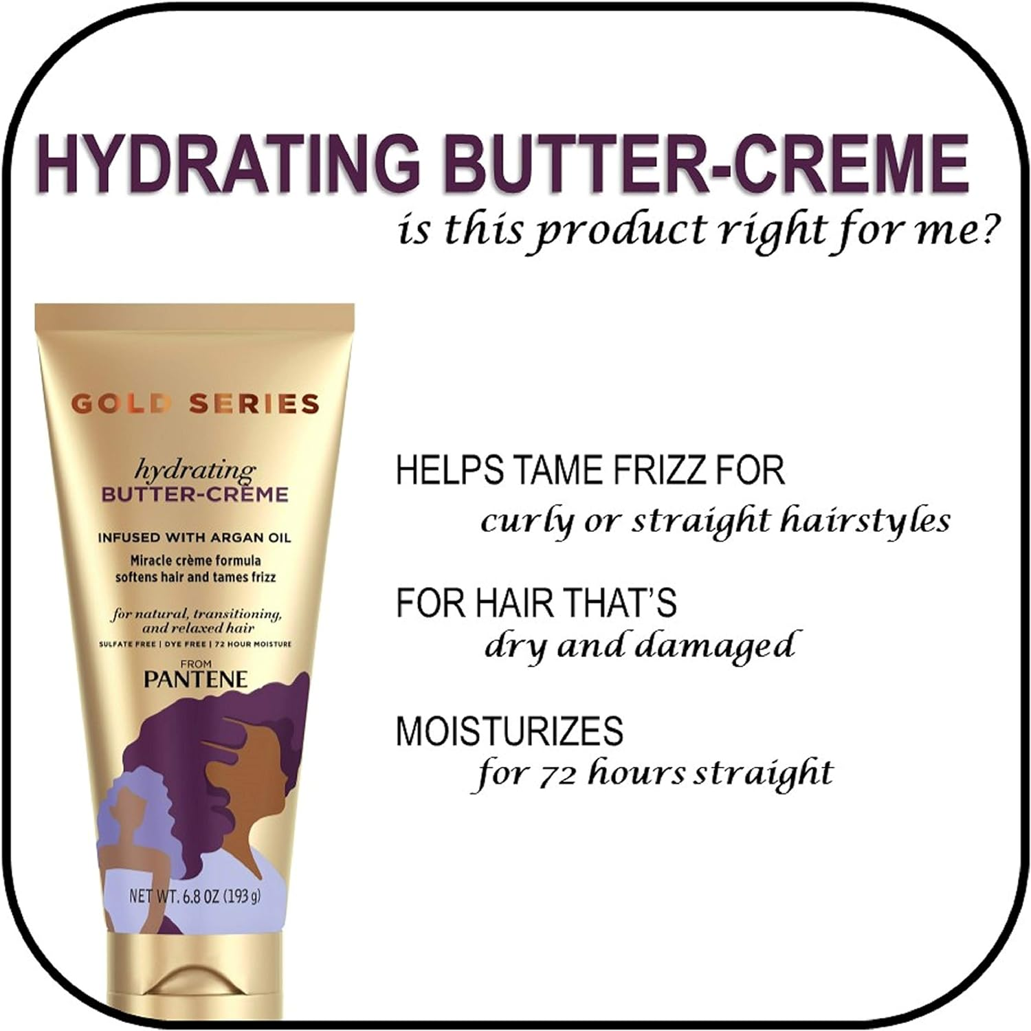 Pantene Gold Series Hydrating Butter-Cream, 6.8 Oz image number 3