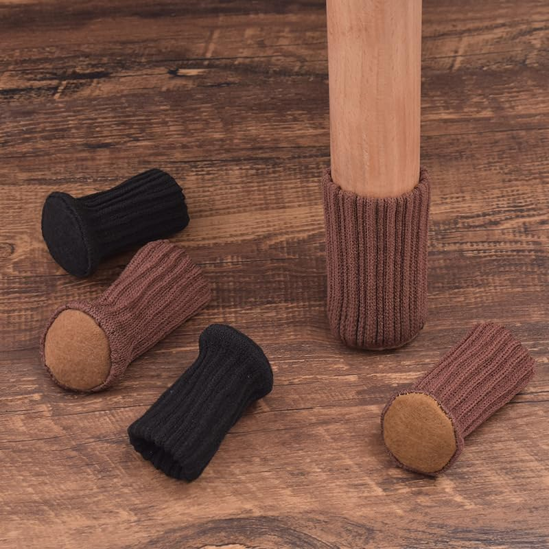 24PCS Knitted Table Chair Leg Socks, Furniture Feet Covers, Floor Protectors, Anti-Slip, Noise Reduction, High Wear Resistance - Brown image number 2