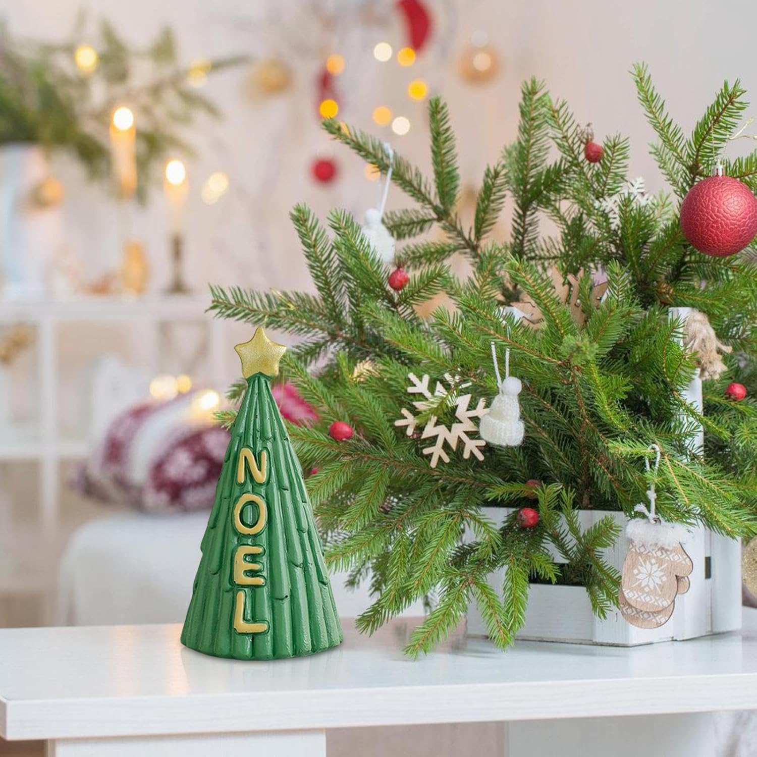 Resin Christmas Tree Figurines - Miniature Resin Tabletop Christmas Tree | Creative Miniature Christmas Tree Figurine Winter Desktop Ornament Set Statues for Holiday Table Decor image number 2