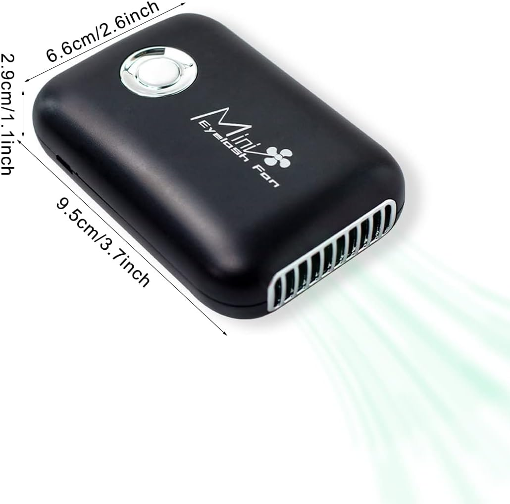 Threeh Eyelashes Fan Mini USB Rechargeable Electric Bladeless Handheld Cooling Fan with 3 Adjustable Speeds and T-Bracket,Black - Red image number 4