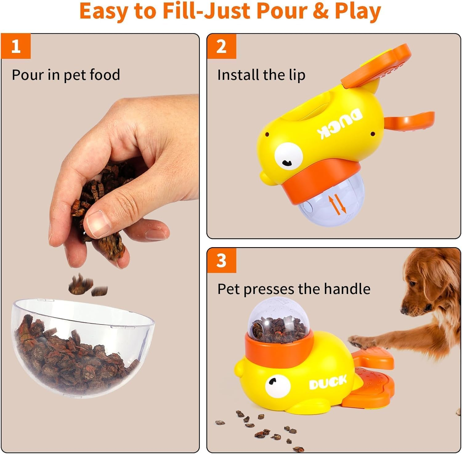2-In-1 Interactive Pet Feeder, Dog Slow Feeder Puzzle Toy, Durable Duck Shaped Dog Feeder Toys Promotes IQ Training Reduces Bloating anti Gulping Fun Mealtime Feeding Solution image number 1