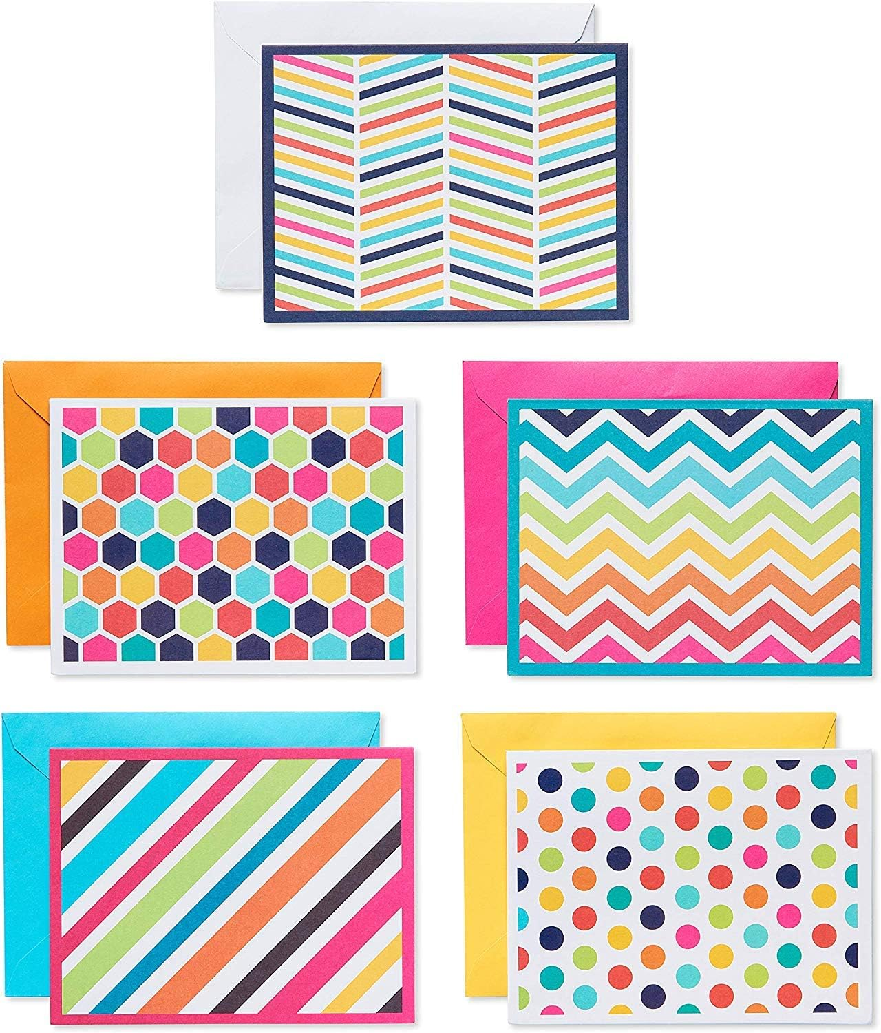 American Greetings Blank Cards Assortment with Envelopes, Bright Patterns (30-Count) image number 2