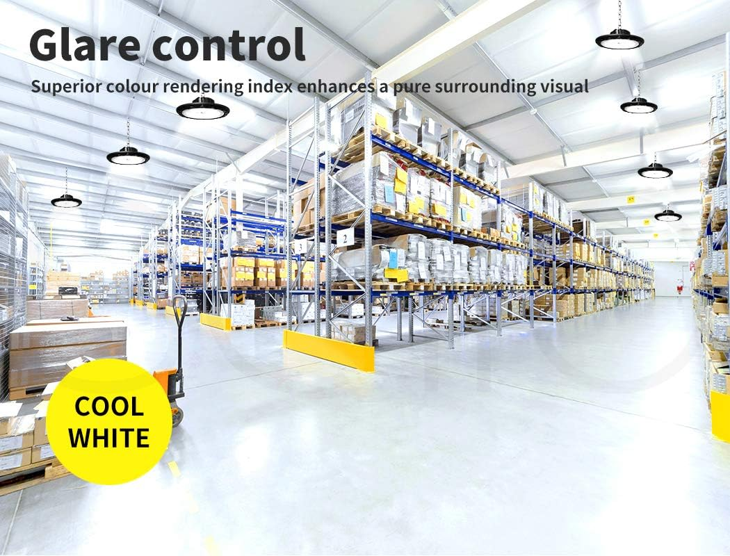 EMITTO UFO LED High Bay Light 100W,Commercial Led Shop Lights Fixture for Garage Factory Warehouse Industrial Indoor Outdoor Lighting,5000K Daylight,Ip65 Waterproof image number 2