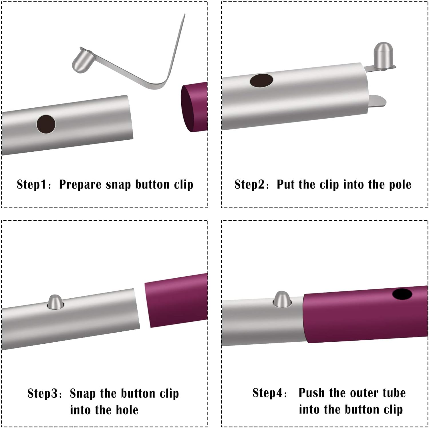 6 Pieces 8Mm Stainless Steel Paddle Spring Clips Outdoor Camping Awning Tent Pole Snap Button Clips Single End image number 2