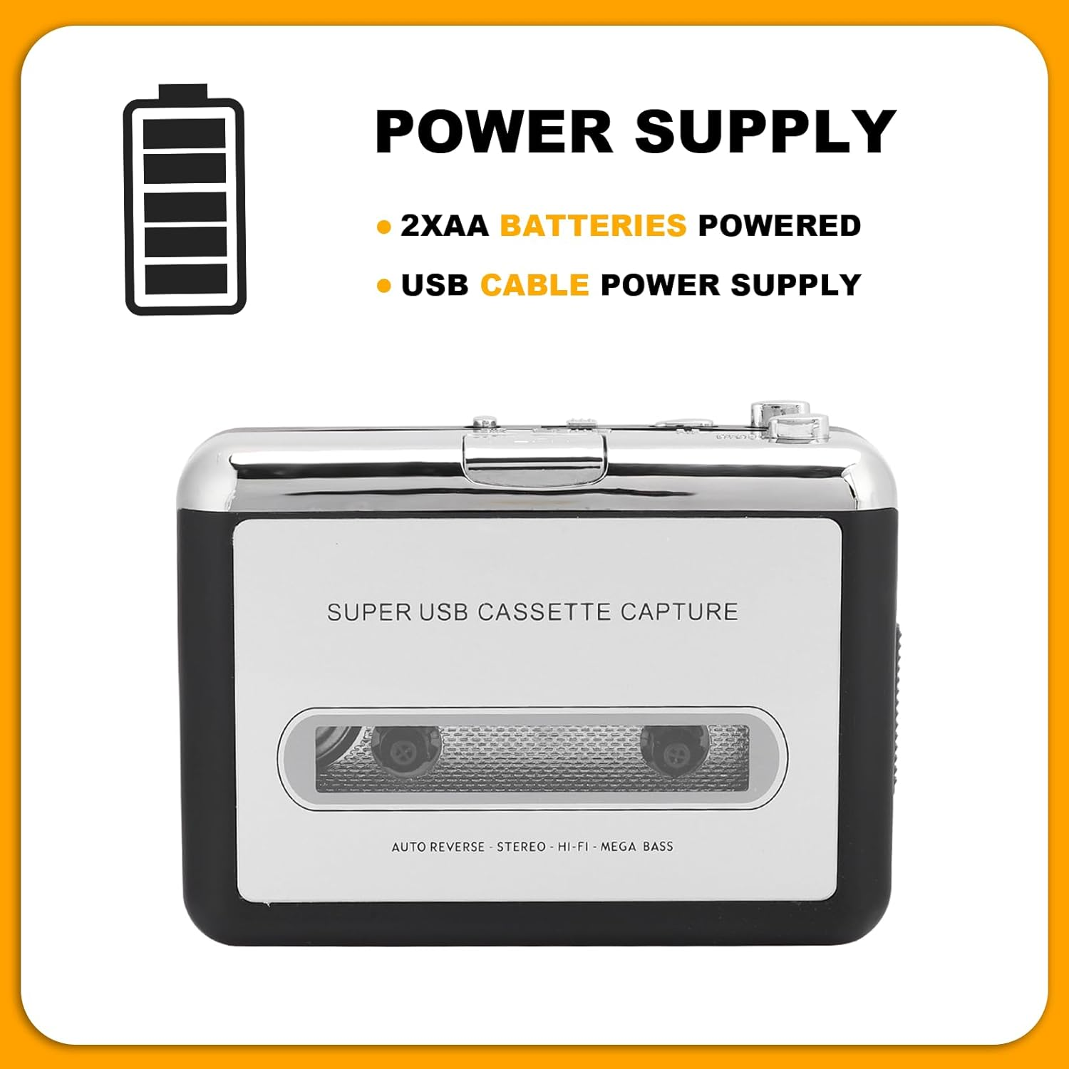 Cassette Player Recorder, Portable Stereo Tape Player with Cassette to MP3 Converter Function, USB for Computer, Laptop, USB Disk image number 5