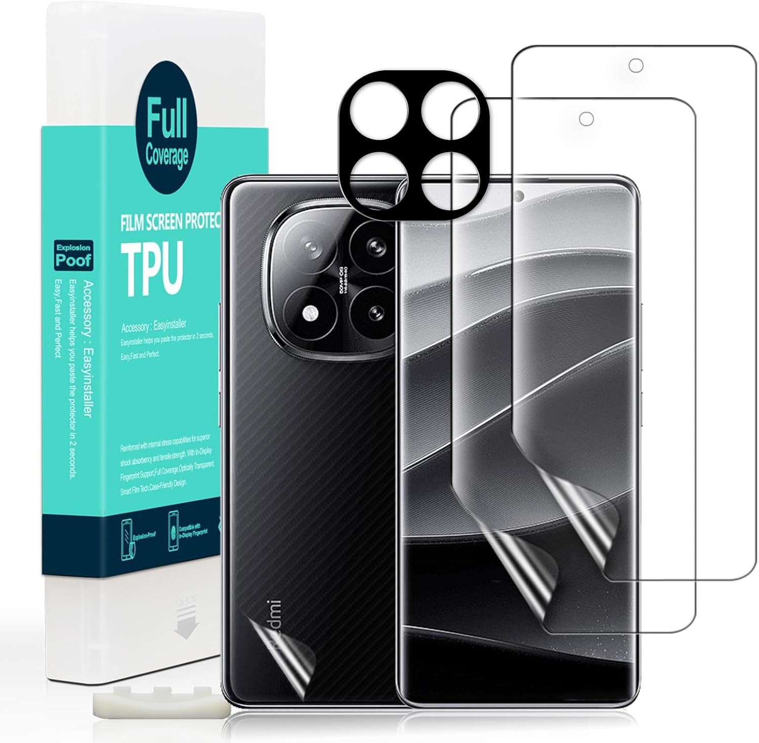 Ibywind 2 Pcs Screen Protector for Xiaomi Redmi Note 14 Pro+/Redmi Note 14 Pro plus 5G 6.67",Flexible TPU Film,With 1 Piece of Camera Lens Protector,1 Piece of Back Film[Easy to Install,High Clear] image number 6