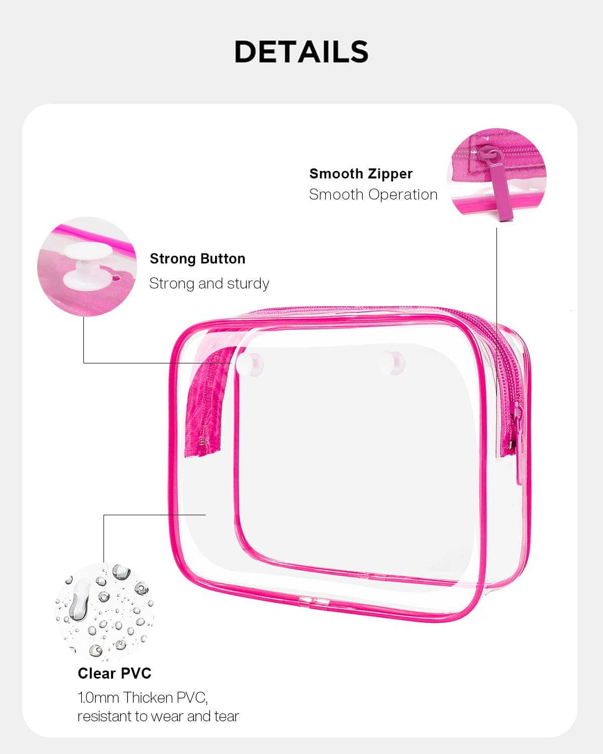 4 Packs Clear Bogg Bog Accessories Beach Tote Bag Suitable for Bogg Bag Insert Bag Cellphone Phone Holder Clear Makeup Bags Toiletry Bag Key Holder for Bogg Bag, Accessories for Bogg Bags (Hot Pink)