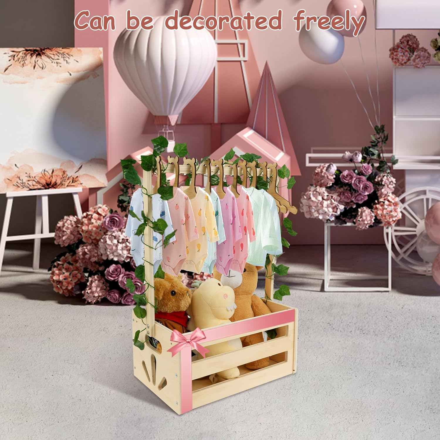 Wood Baby Crate Closet Kit Sturdy Neonate Storage Crate Easy to Install Baby Wood Box Storage Solid Versatile Newborn Boy Girl Welcome Basket for New Present image number 1
