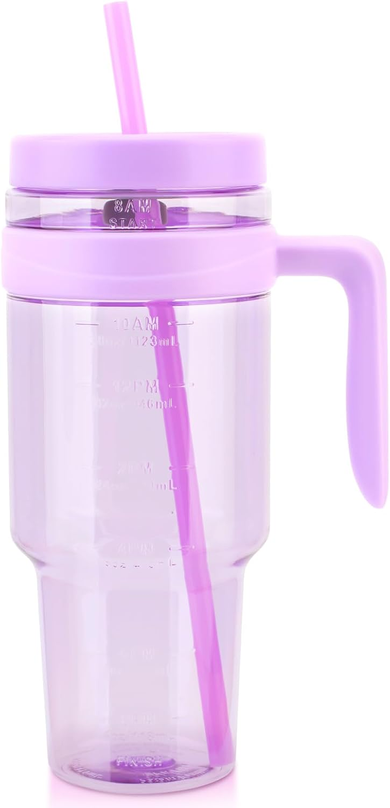 Cafezi 1.5L / 50Oz Reusable Tumbler with Straw & Lid, Bpa-Free Leakproof Tritan Drink Bottle with Time Markers, Wide Mouth Smoothie & Iced Coffee Cup &ndash; Ideal for Gym, Office, Camping & Travel image number 2