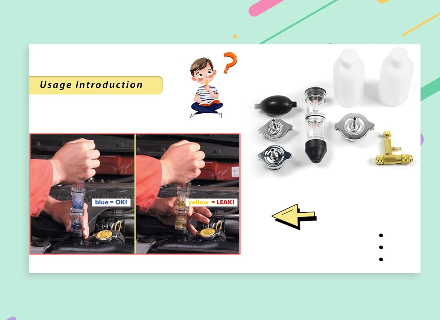 8PCS Combustion Leak Tester Kit, CO2 Leak Detector, Professional Combustion Leak Test Kit, Use of Conical Plugs, Suitable for Cars, Trucks, Road Tractors image number 3