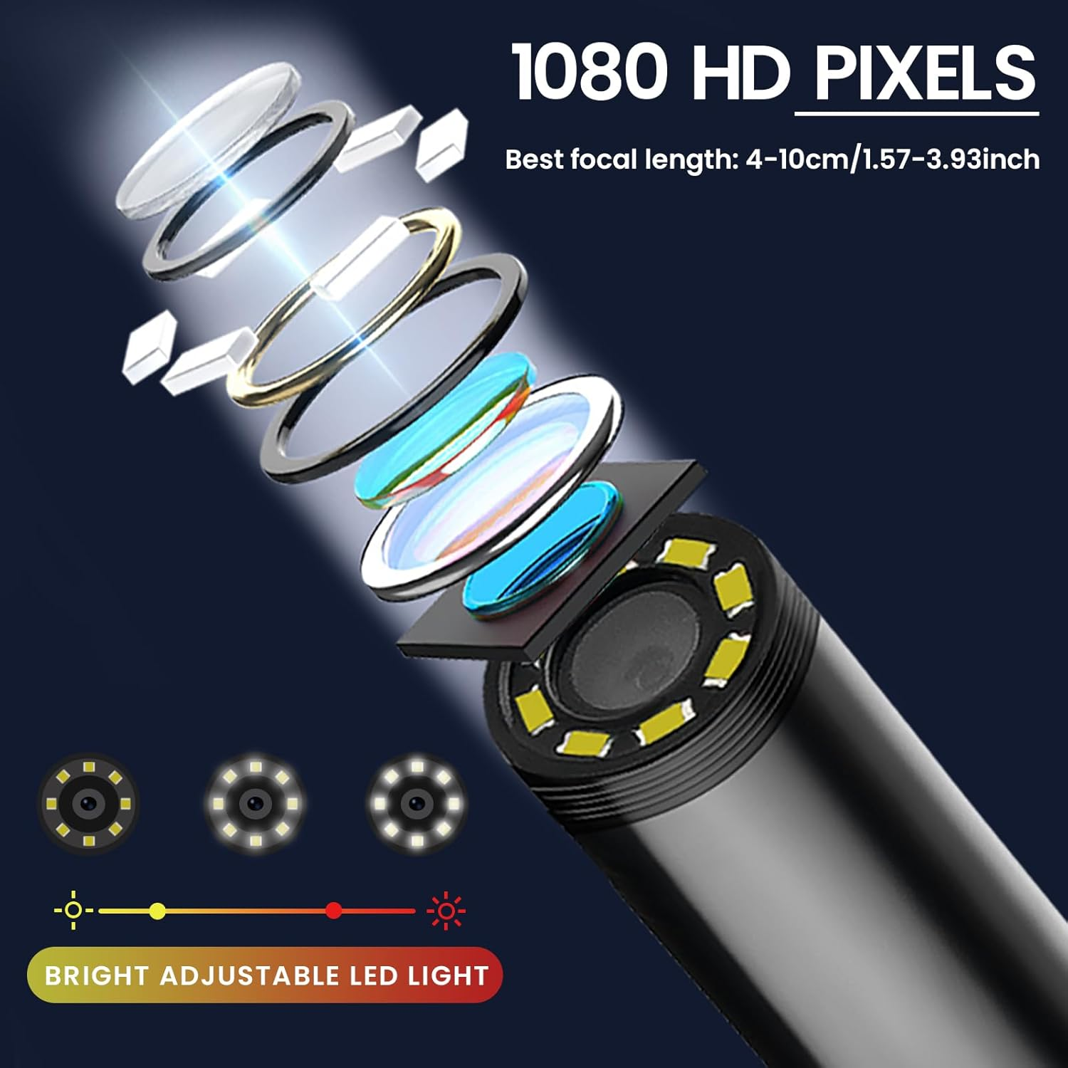 Endoscope Camera with Light, Angkng Inspection Camera 4.3" IPS Screen, 1080P Borescope with 8 LED Light, Handheld IP67 Waterproof Endoscope, 5M Semi-Rigid Cord Borescope for Drain Sewer Pipe image number 2