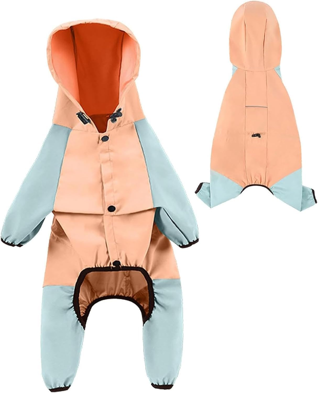 Dog Raincoat with Hood | Waterproof Reflective Pet Raincoat - Portable Dog Clothes for Small Dogs, Fashionable Pet Clothes with Legs for Small Dogs (Orange, XL) image number 4