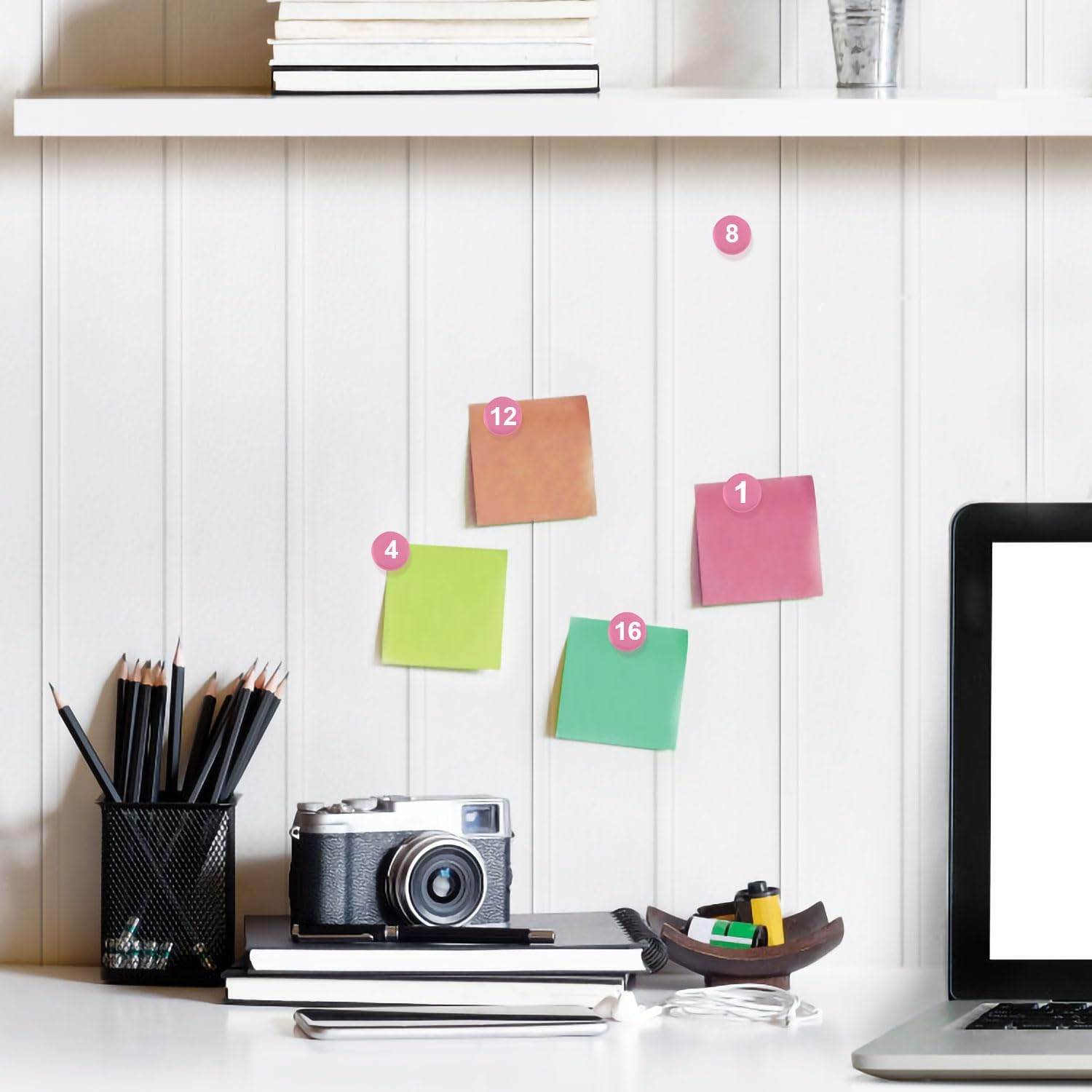 Gosknor 50Pcs Magnetic Numbers, Pink, 0.8" Round, Plastic, Playful Functional, Classroom Office Home, 50 Pieces image number 4