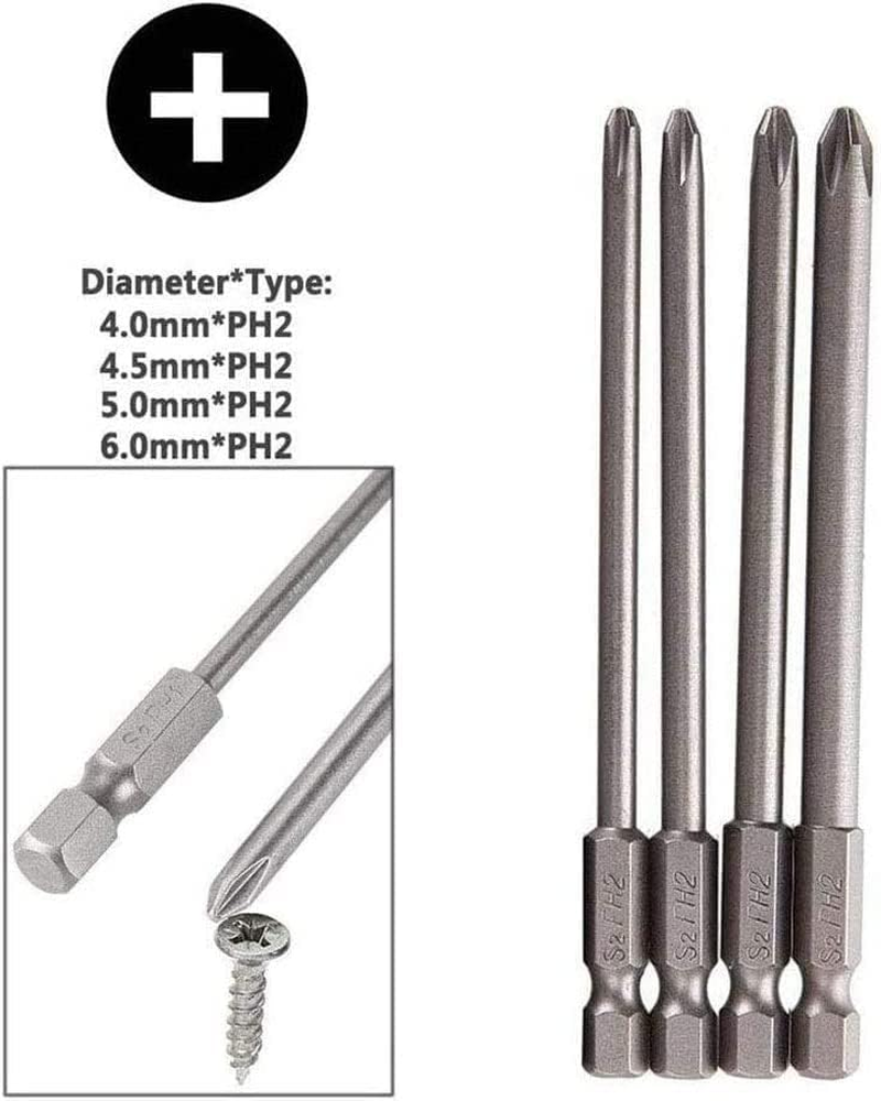 Bestgle 16 Pcs Long Magnetic Screwdriver Bits, 1/4 Inch Hex Shank Drill Screw Driver Bit Set 4 in 1 Multiple Powel Tools Kit, 100Mm Length (Hex+Torx+Cross+Slotted Tip Bits) image number 6