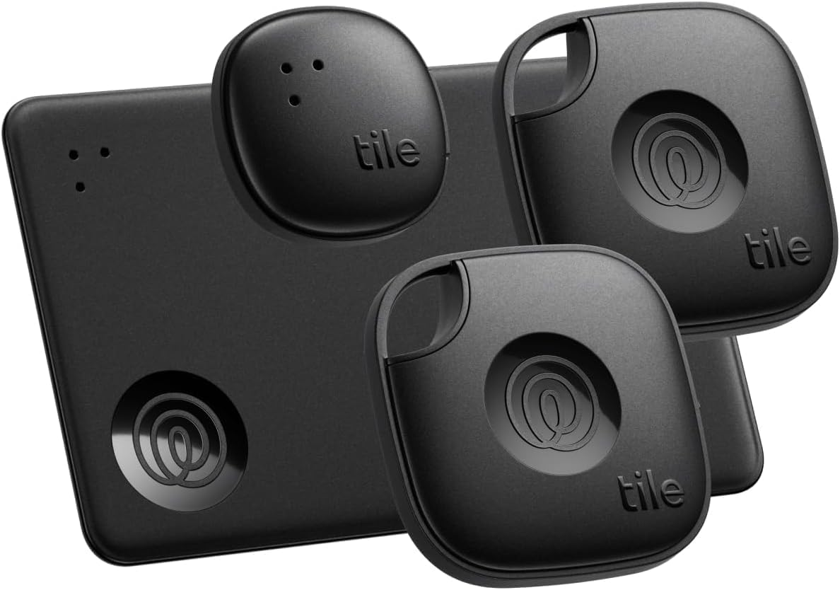 Tile by Life360 Essentials (2024) - Bluetooth Trackers & Item Locators for Keys, Wallets, Remotes & More; Easily Find All Your Things. Both Ios and Android Compatible. 4-Pack (Mates/Slim/Sticker)