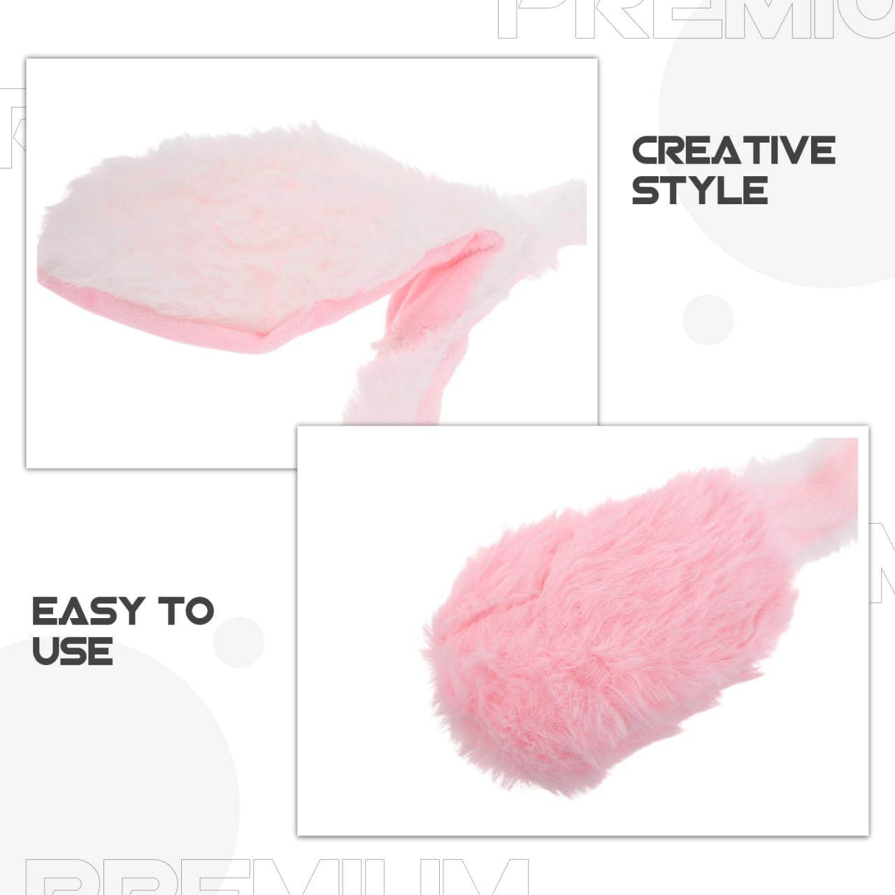 Beavorty Movable Rabbit Ears Headband for Women Plush Headband with Moving Ears Funny Headpiece for Halloween Cosplay and Parties Pink White image number 4
