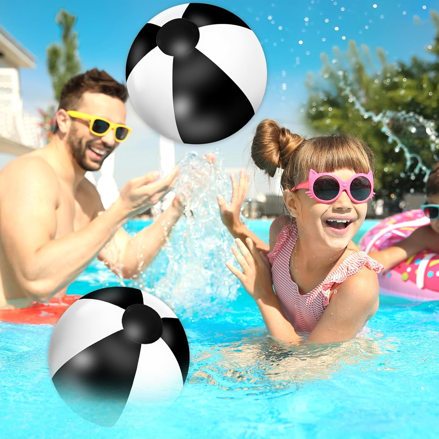 Whaline 16Pcs 16'' Inflatable Beach Ball round Pool PVC Balls Game Toys for Summer Hawaiian Tropical Theme Beach Party Decor image number 2