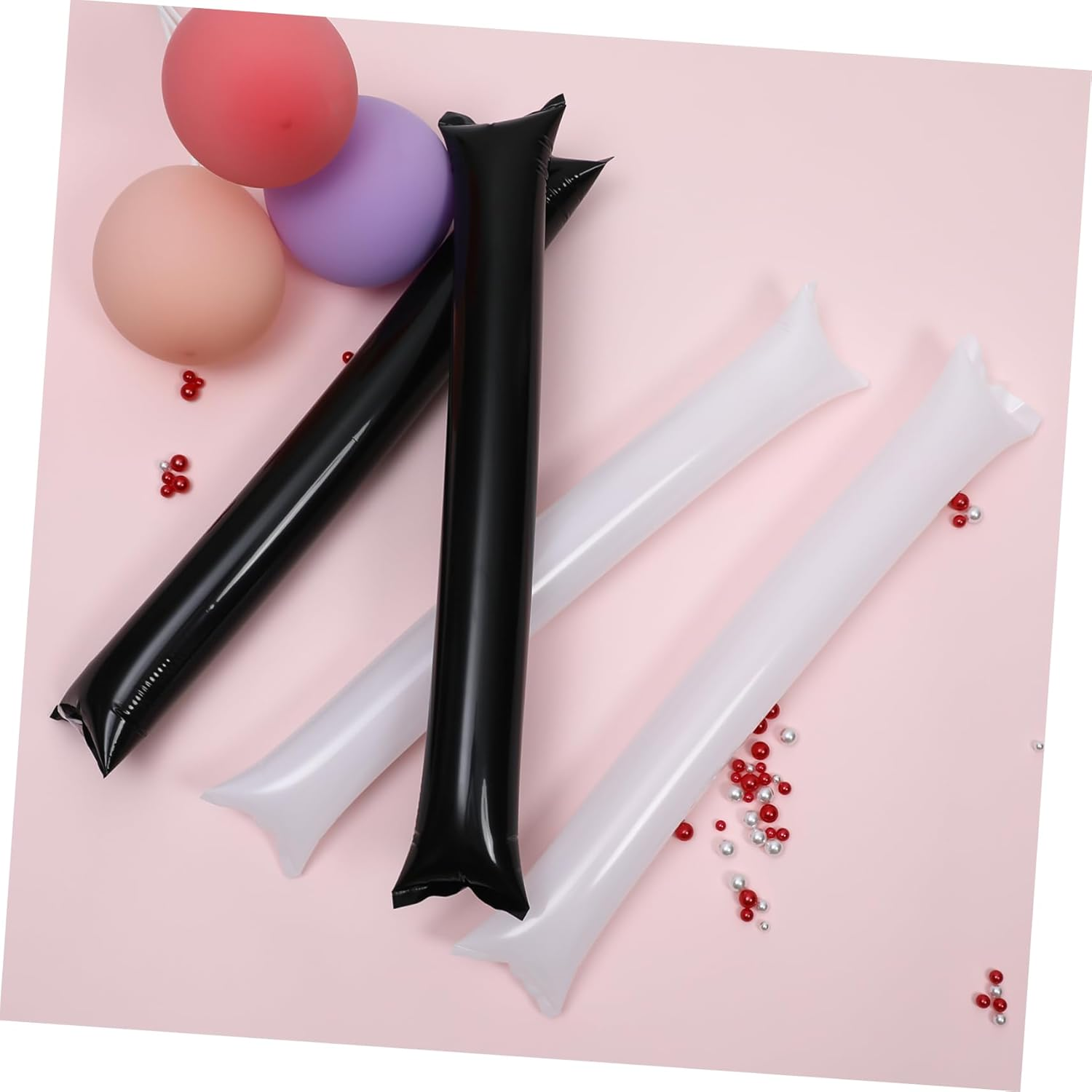 WOONEKY Inflatable Cheering Sticks and Noisemakers Thickened PVC Material Concert Party Sports Event Cheering Accessories 24Pcs White Black for Outdoor Fan Support image number 6