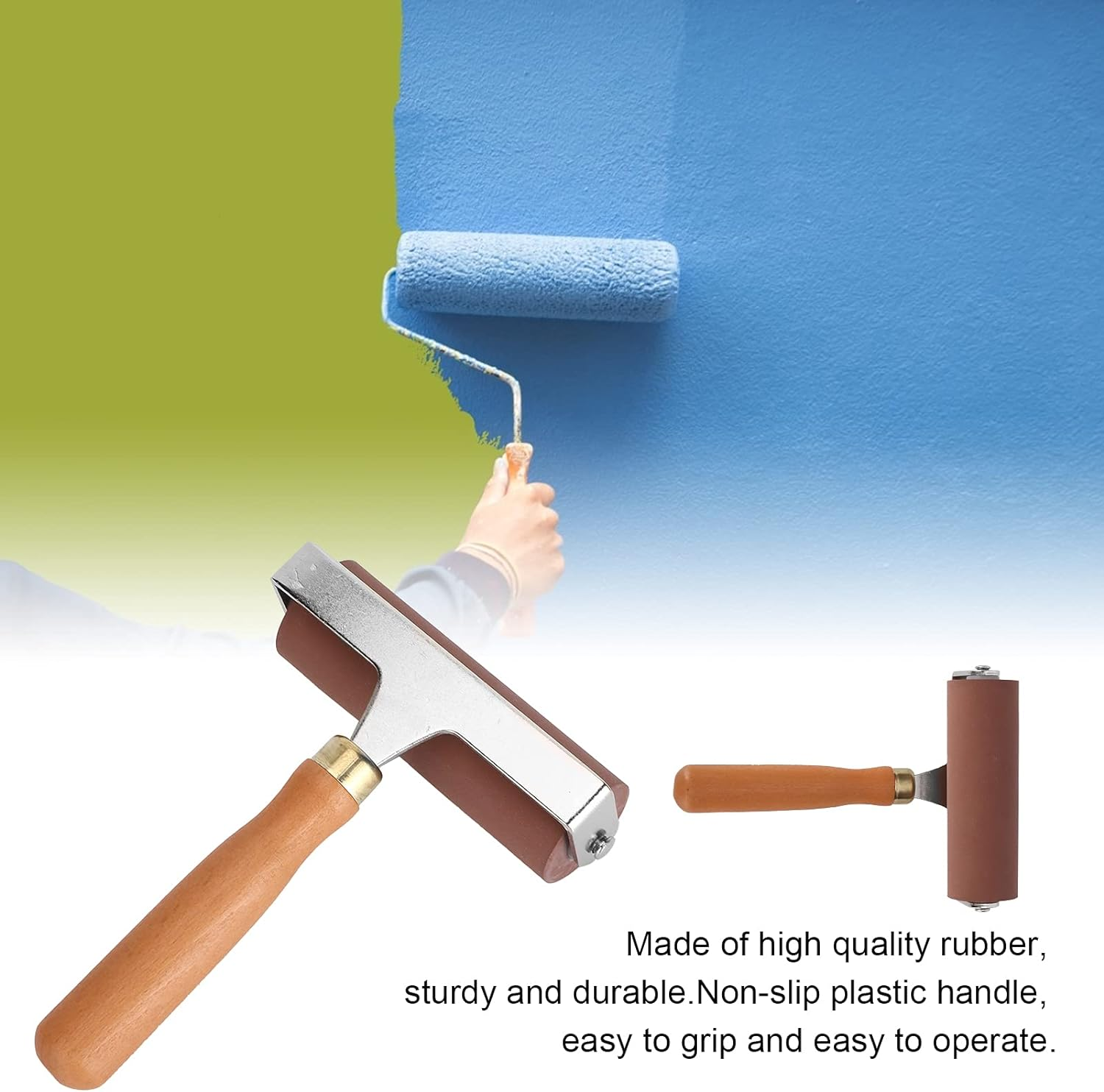 Deluxe Soft Rubber Brayer, Elasticity Practical Rubber Roller Sturdy and for Gluing Application(10Cm, Blue) image number 2