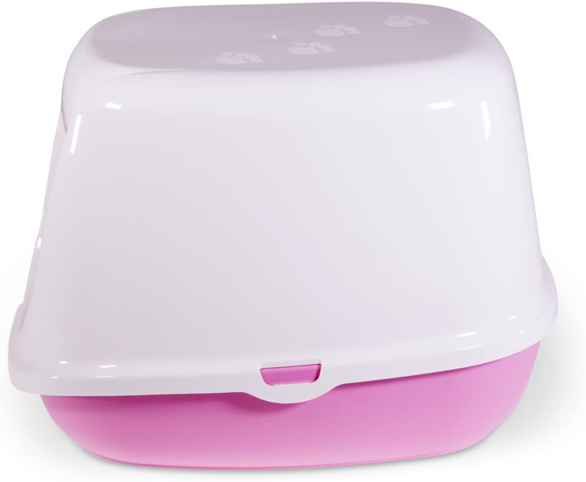 Savic Cat Litter Pan Duchesse with Door, 44 X 35 X 32 Cm, Pink-White image number 4
