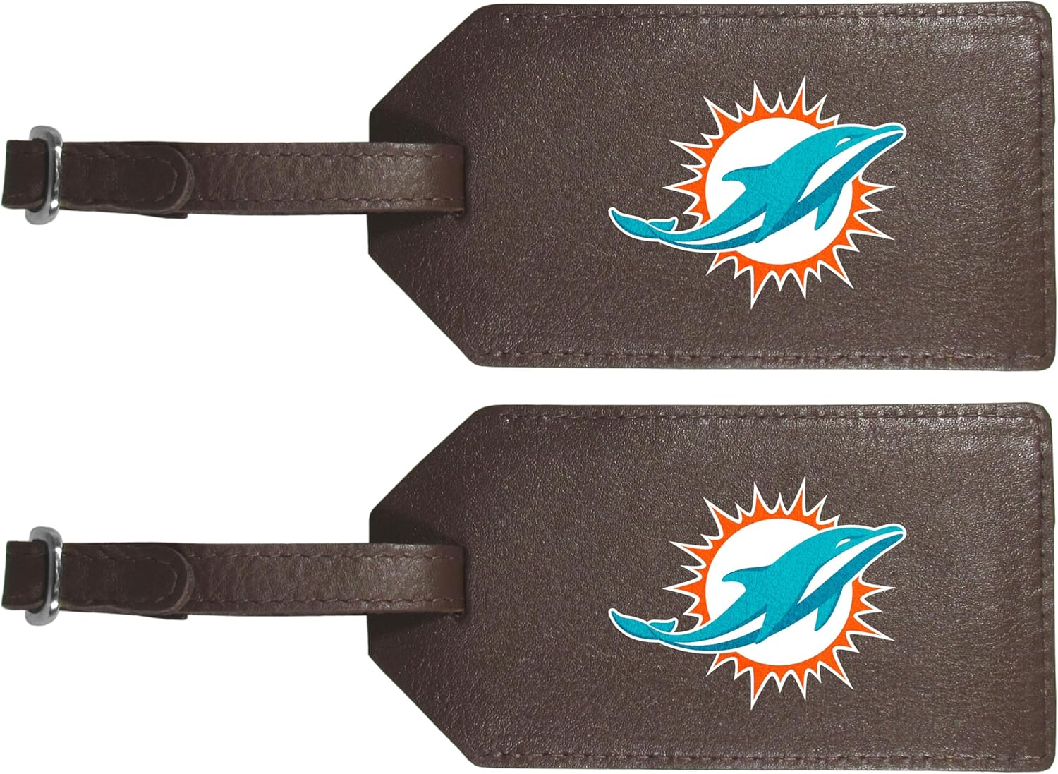 Siskiyou Miami Dolphins Leather Luggage Strap, 2Pk, One Size, Team Colors image number 3