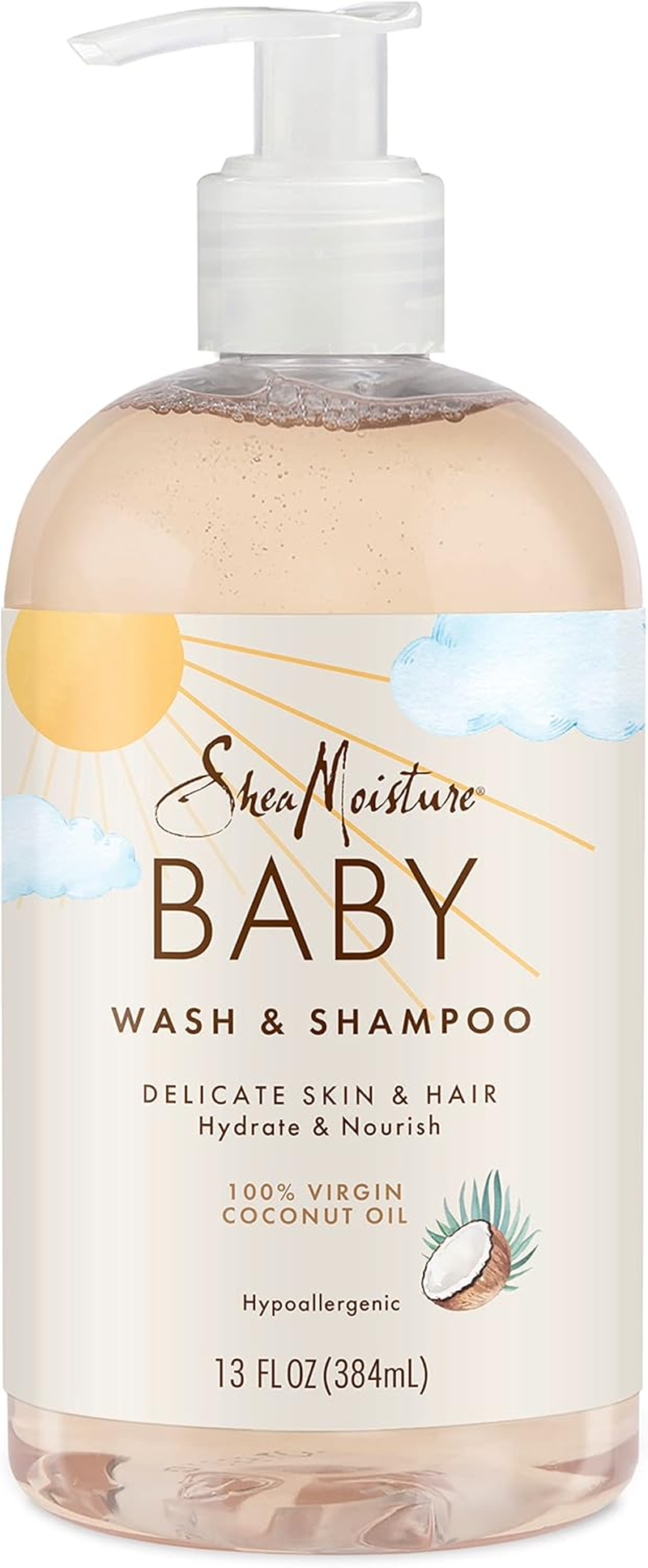 Sheamoisture Baby Wash and Shampoo 100% Virgin Coconut Oil for Baby Skin Cruelty Free Skin Care 13 Oz image number 4