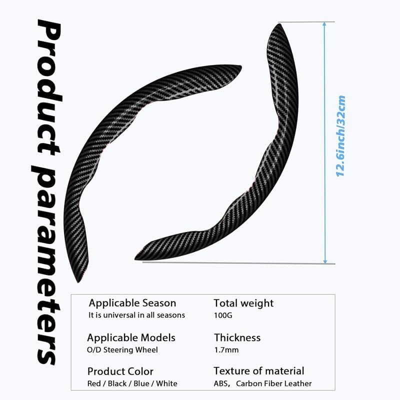 JZS 3 Piece Carbon Fiber Steering Wheel Cover anti Slip Snap on Grip for 15 Inch Universal Car Matte Black image number 2