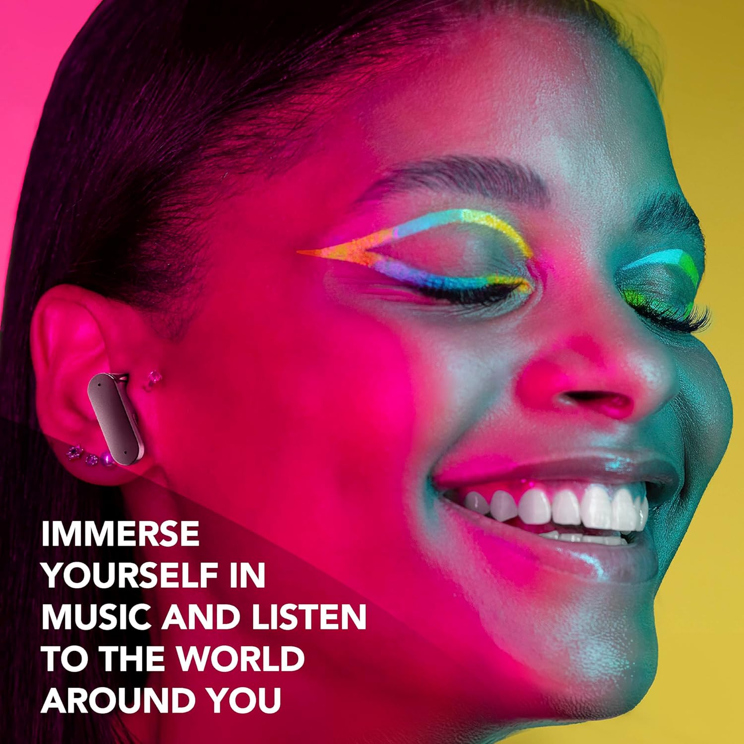 Music Sound - TWS Bluetooth Shield Headphones - Wireless - In-Ear Design - ANC Active Noise Cancelling Technology - Playtime 30 Hours - Transparency Mode - Black image number 3