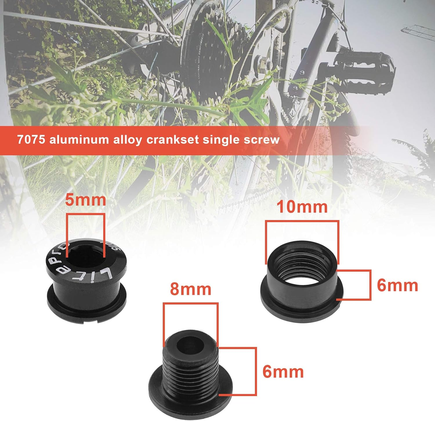 SING F LTD 5Pcs M8 Single Chainring Bolts Kit 7075 Aluminum Alloy Chainwheel Bolts & Nuts Cycling Disc Screws for Road Bike Mountain Bike BMX MTB image number 4