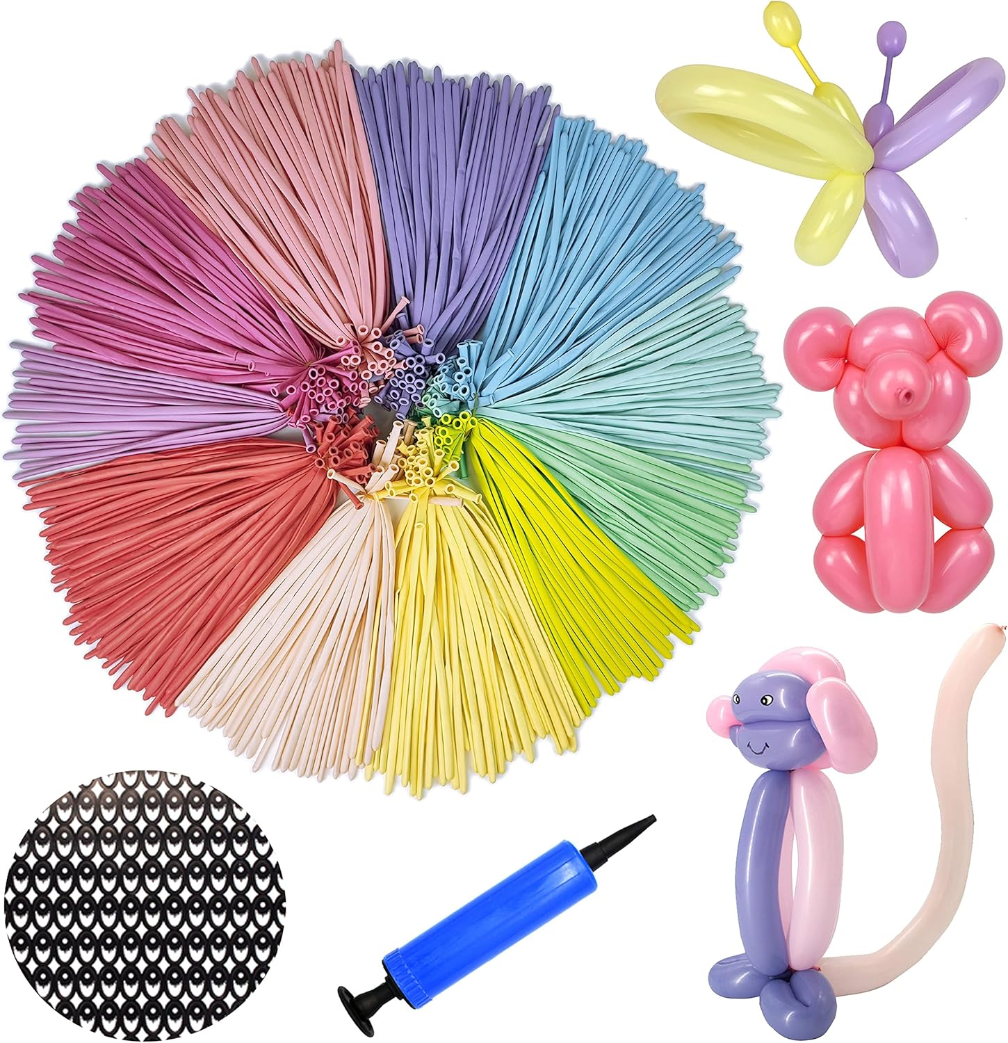 100Pcs Premium Latex Twisting Balloons for Animal Balloons with Pump, 260Q Magic Long Balloons Assorted Jelly Color for Wedding, Bachlorette, Fiesta, Birthday, Word Party, Activity, Clown Decoration. image number 4