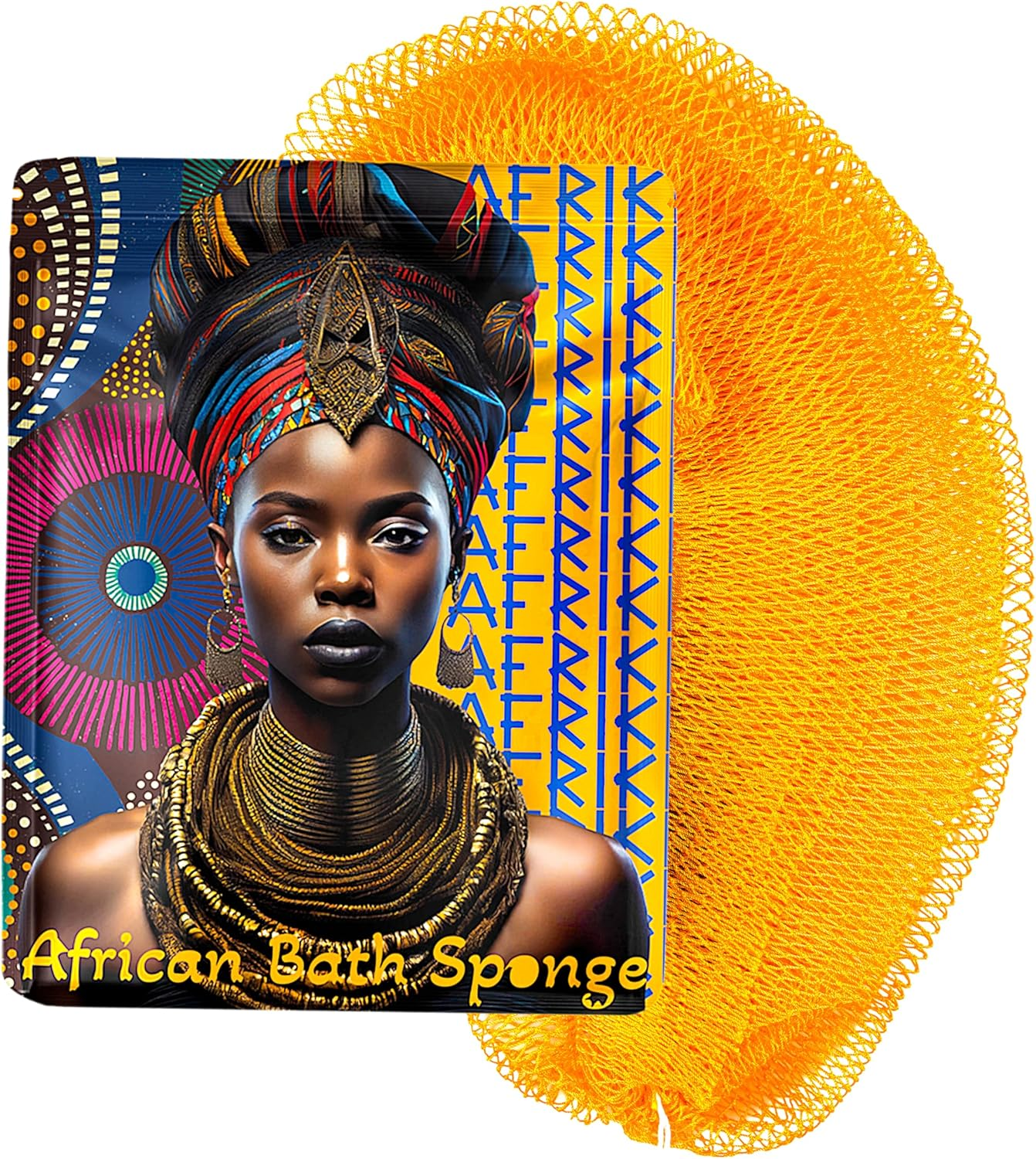 AFRIKI African Net Sponge, Authentic African Exfoliating Sponge, Black Owned, Back Scrubber, 45Inch Long, for Normal to Sensitive Skin, for Daily Use, Sky Collection (Slate)