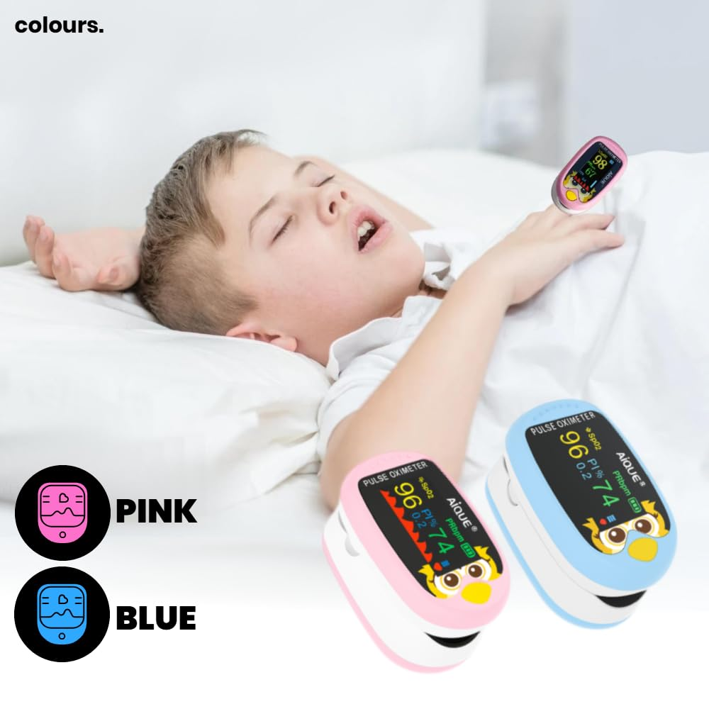 Cute Owl Finger Pulse Kids Oximeter Children Infants Babies Blue Pink | Rechargeable Heart Rate Blood Oxygen Saturation Monitor Spo2 PI LED Display (Pink) - Pink image number 5