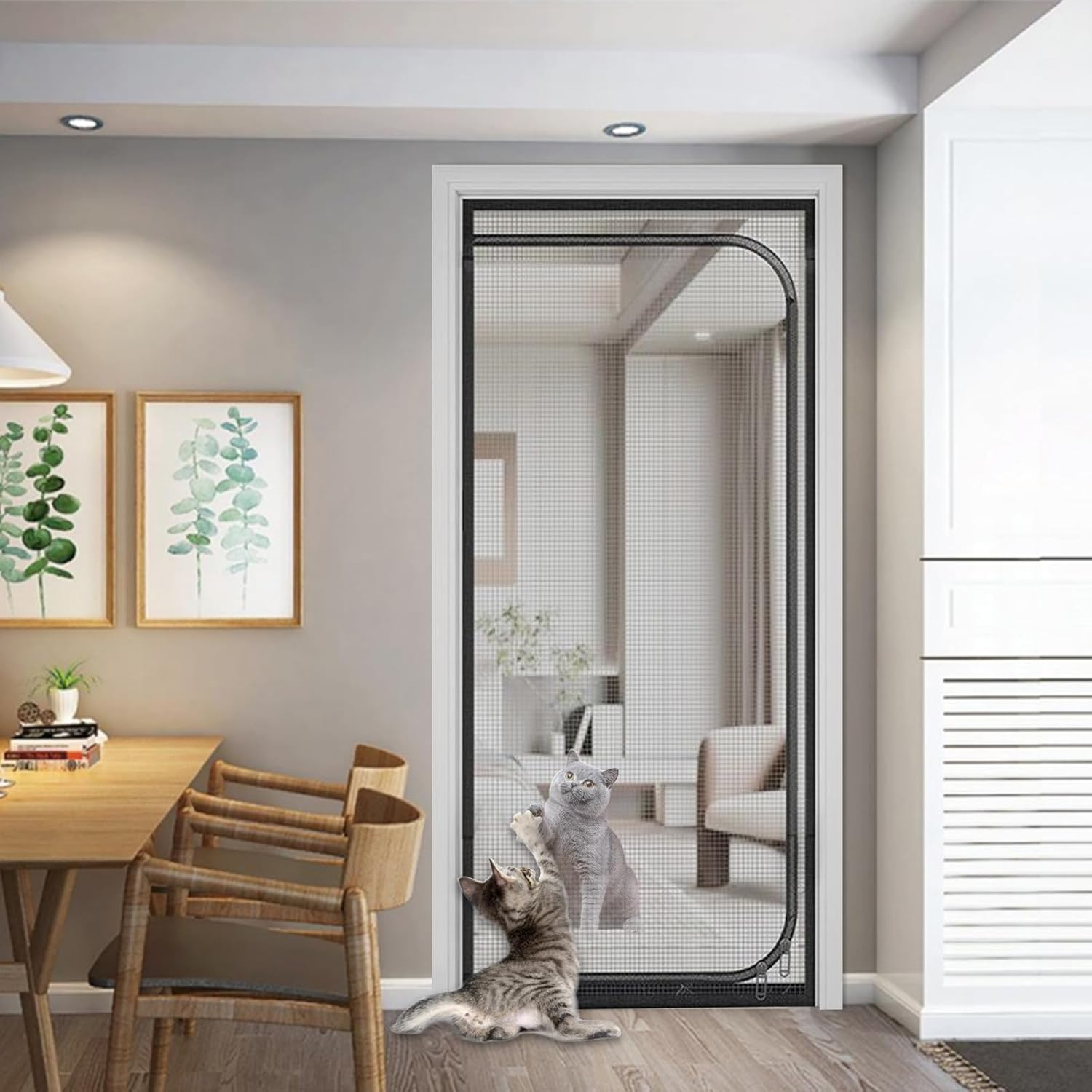 KMDZDZGS Cat Guard, Black Steel Cat Door, 80 X 200 Cm, Zip Fastener, Cat & Dog Safety Gate for Living Room, Bedroom image number 2