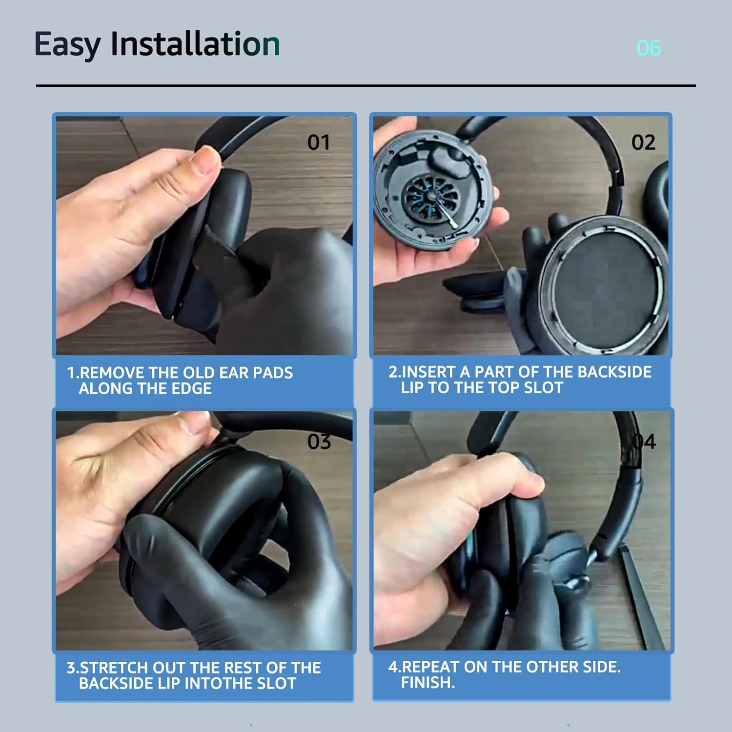 Wzsipod Replacement Ear Pads for Anker Soundcore Space One (S1) Headphones Earpads with Soft Protein Leather and Memory Foam Comfort Ear Pads (Black) image number 3