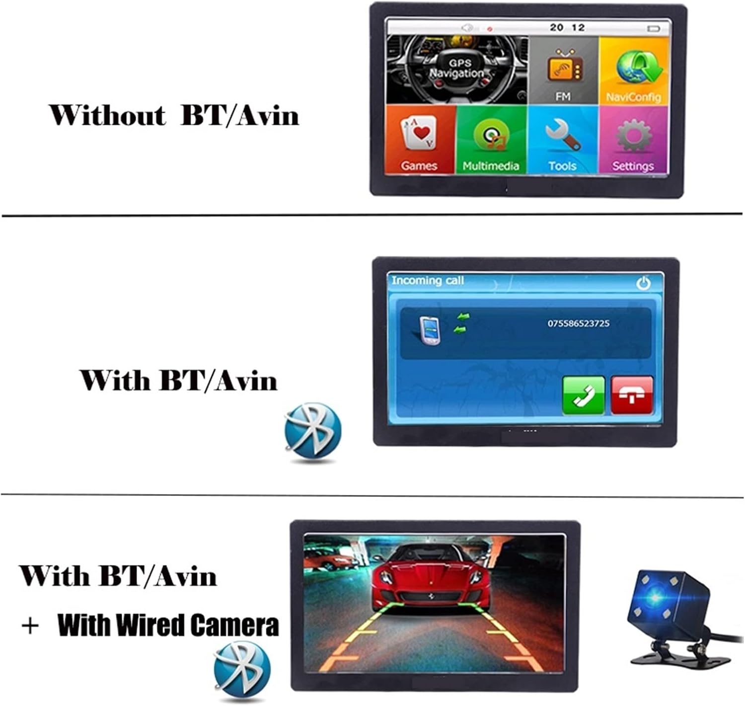 GPS Car Navigator, 7 Inch HD Camping Car/Truck/Vehicle GPS Navigation Built in 8GB+256M Bluetooth MP3/MP4 Players for Car Truck Rv(Without Bluetooth) image number 1