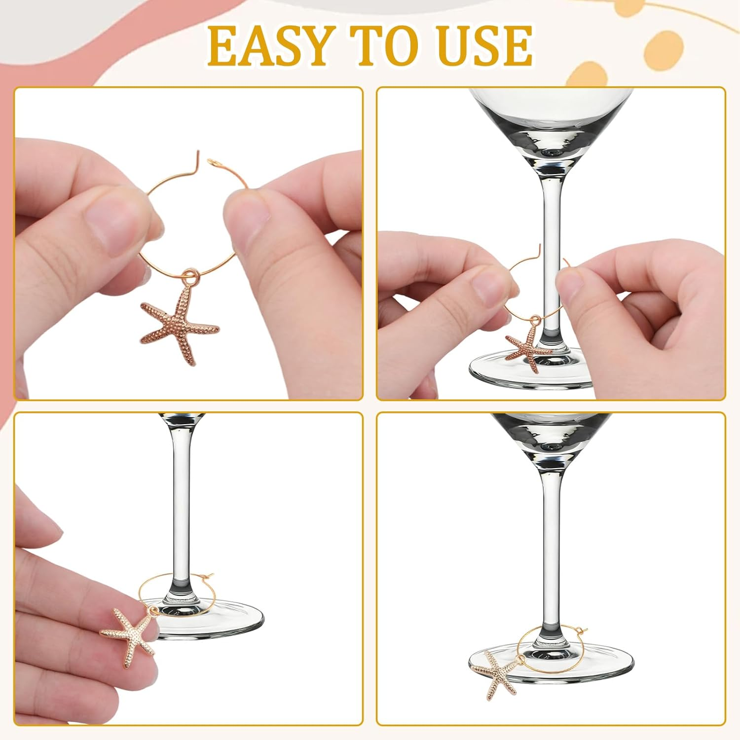 HICOHAND Wine Glass Charms, 32PCS Marine-Animal Wine Glass Identification Markers DIY Reusable Drink Identifier for Birthday Wedding Anniversary Thanksgiving Party image number 3