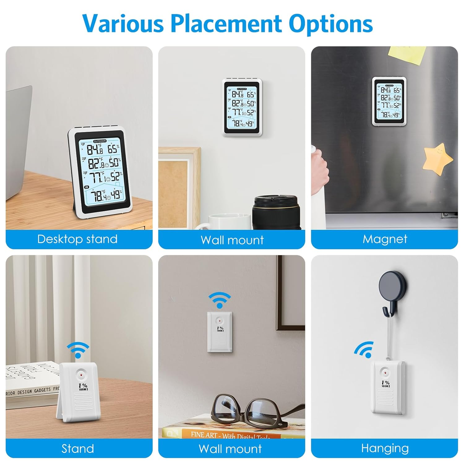 AMIR Wireless Weather Station, Digital Thermometer Hygrometer Indoor Outdoor with 3 Remote Sensors, Max/Min Record, Backlight, Temperature Gauge Humidity Monitor for Patio, Home, Garage, Greenhouse image number 6