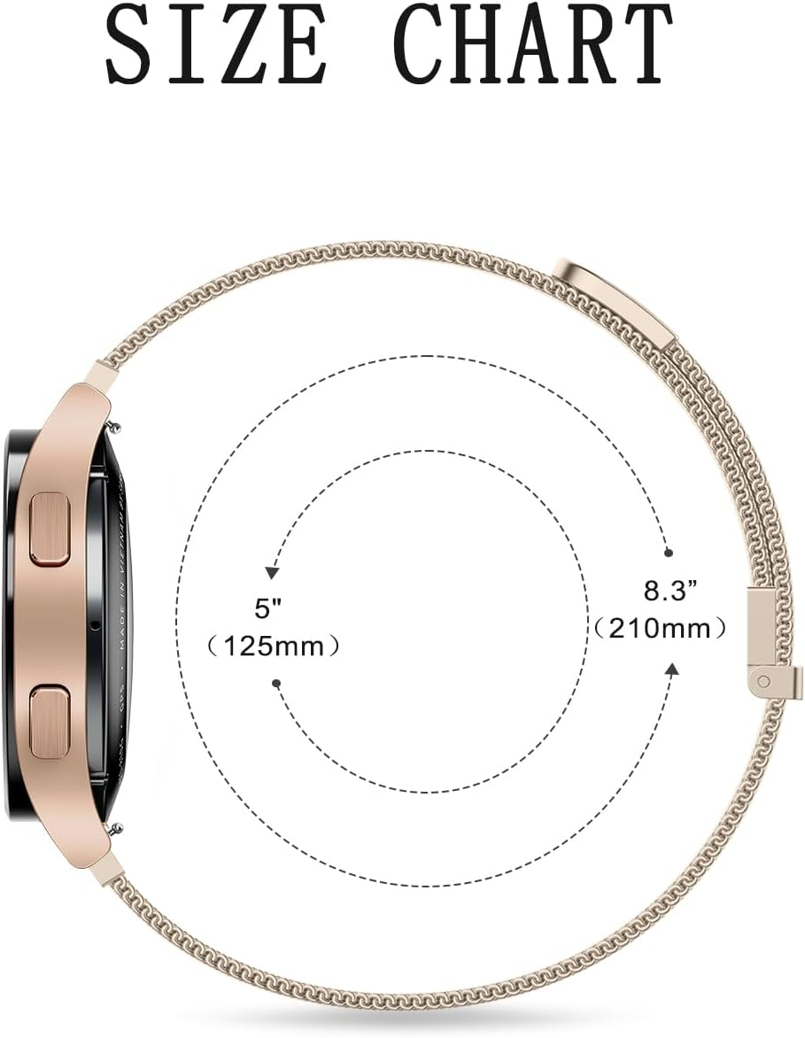 Metal Bands for Garmin Venu 2 Plus/Venu Sq/Venu/Vivoactive 5 - Stainless Steel Loop Magnetic Milanese Mesh Strap for Women and Men - Retro Gold image number 5