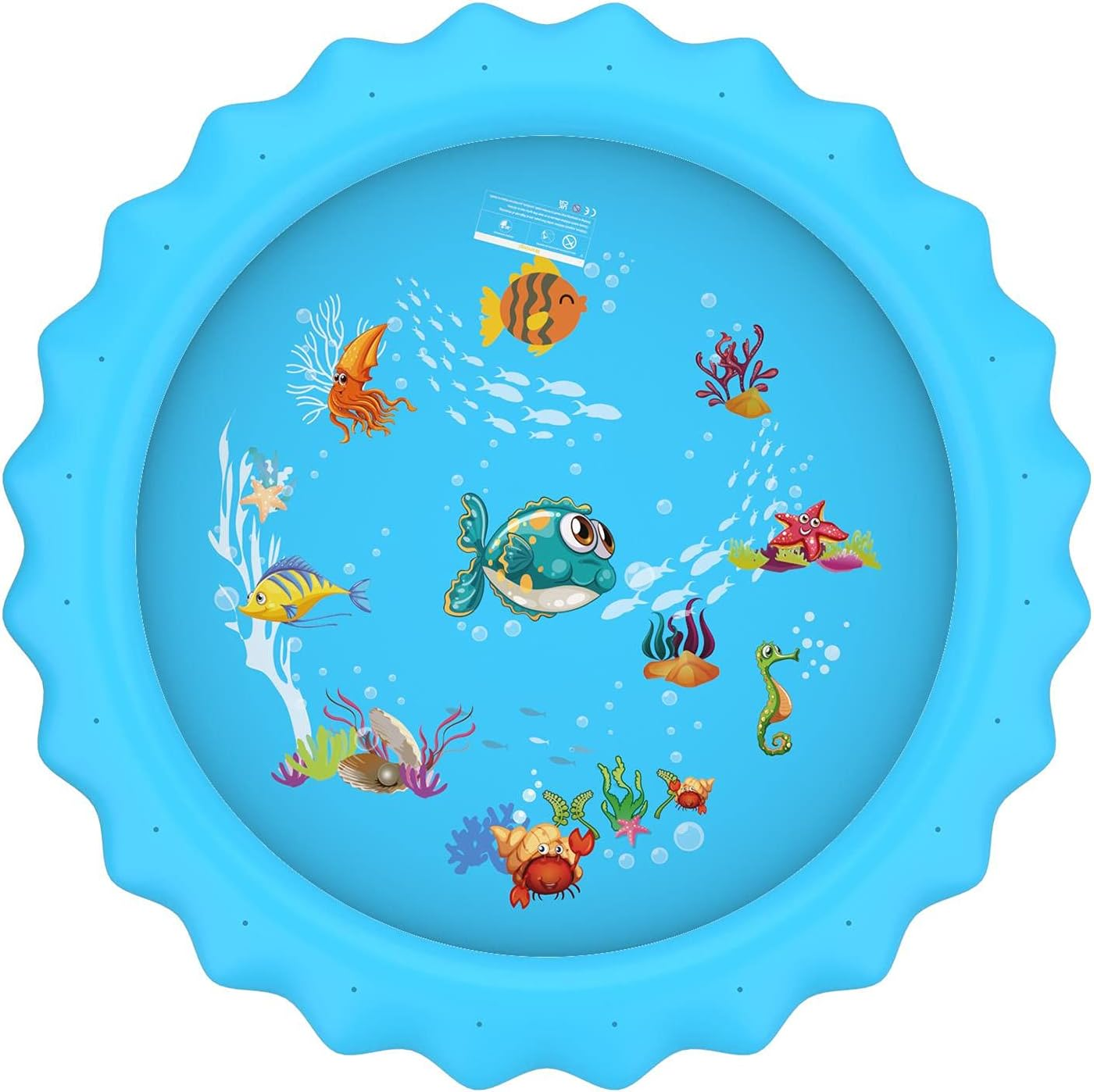 SOKA Large round Sprinkle and Splash Water Play Mat Sprinkle Splash Pad Summer Spray Inflatable Water Toy for Kids and Outdoor Garden Family Activities - Blue image number 6