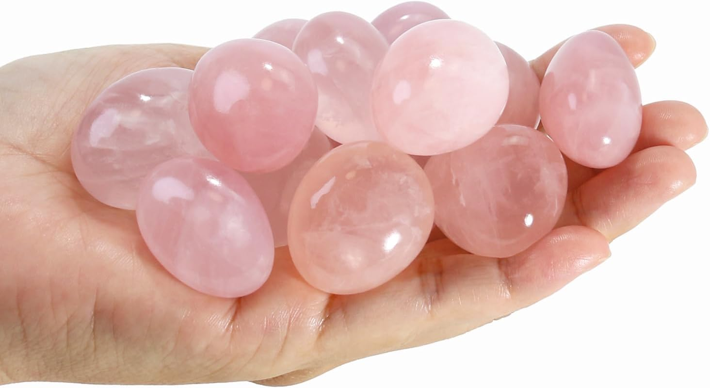 10 Packs of Brazilian Tumbled Polished Natural Rose Quartz Stones, Crystals and Healing Stones Quartz Bulk for Wicca, Reiki, Healing Energy, Chakra Stones, Witchcraft Supplies image number 2