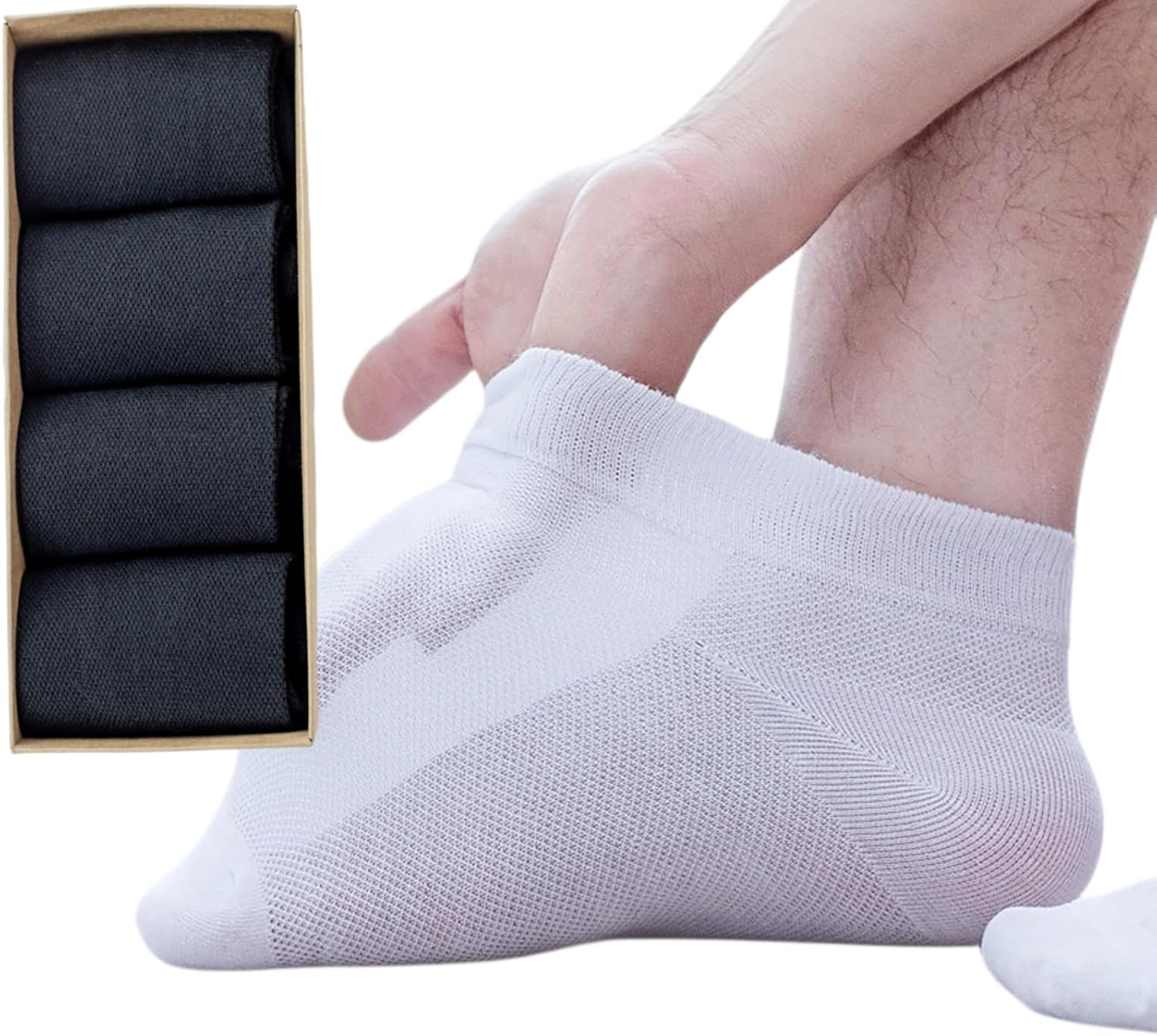 4 Pack Diabetic Ankle Socks Extra Wide Super Soft Thin Non-Binding Top Edema Summer Socks for Swollen Feet Unisex