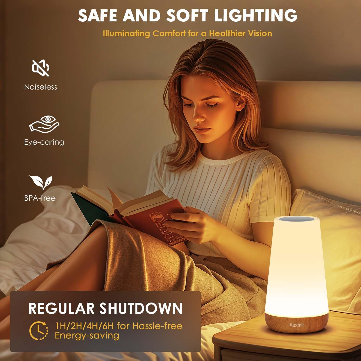 Auxmir Night Light for Kids Baby, LED Bedside Lamp for Nursery, Touch Sensor and Remote Control Dimmable, USB Rechargeable and Sleep Aid, 13 Colors Changing Portable Lamp for Bedroom Eye Caring image number 1